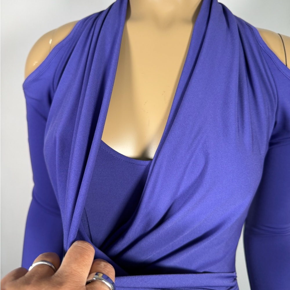 Boston Proper Women’s Size 2 Cold-Shoulder Drape Ruched Dress - Picture 3 of 11